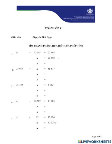 4A - DO - 1 -10 - LT 4 phép tính