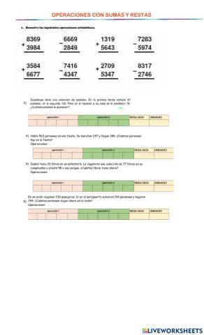 Operaciones con sumas y restas