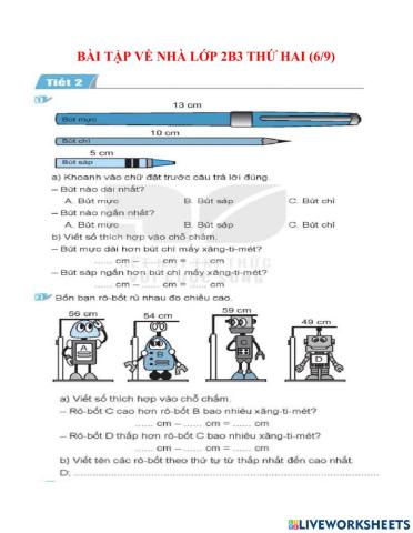 Bài tập lớp 2b3 thứ hai (6-9)