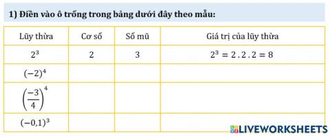 Toán 7-bài 5 xác định cơ số và số mũ