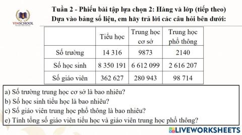 Tuần 2-Hàng và lớp (tiếp theo) -PBT lựa chọn 2