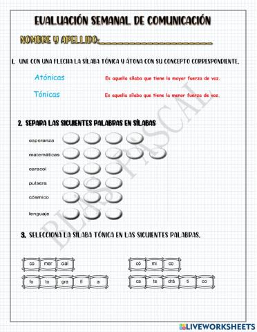 Evaluación semanal de Comunicación