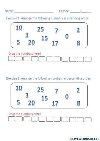 Ordering numbers