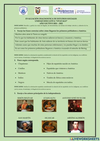 Evaluación diagnóstica de Estudios Sociales