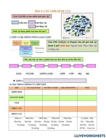 Bài 2: các giới sinh vật