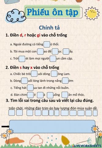 Bài tập chính tả