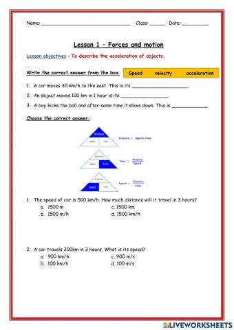 Speed and acceleration