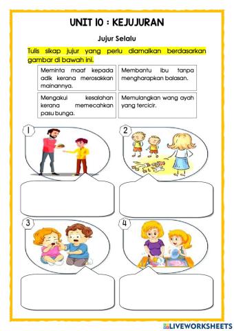 P.Moral Thn 2 : Kejujuran (Mengamalkan sikap jujur terhadap keluarga) LAT 1