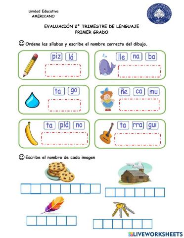 Examen 2º trimestre LENGUAJE - ESCRITURA