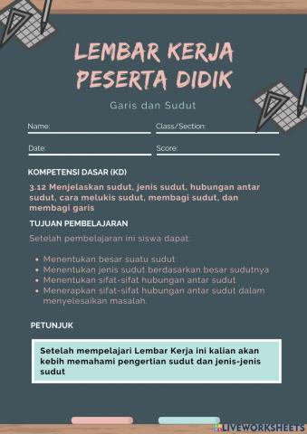 Lembar Kerja Peserta Didik Materi Garis dan Sudut