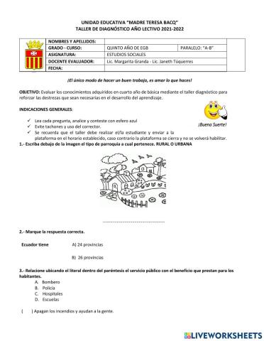 Evaluacion estudios sociales