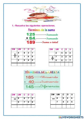 Resolución de operaciones matemáticas