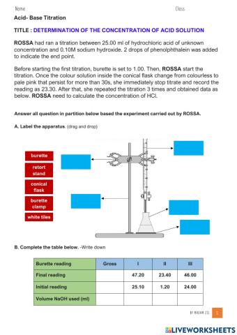 Acid base titration