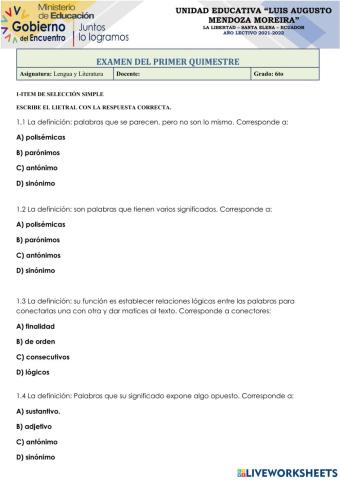 Examen quimetre 1