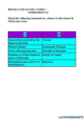 Physics std 9 unit 1 worsheet 12