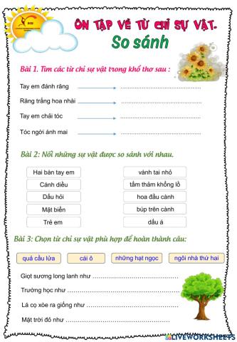 LTVC: Từ chỉ sự vật - So sánh