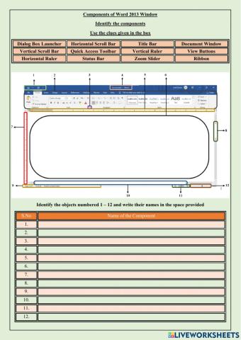 Components of Word 2013 window