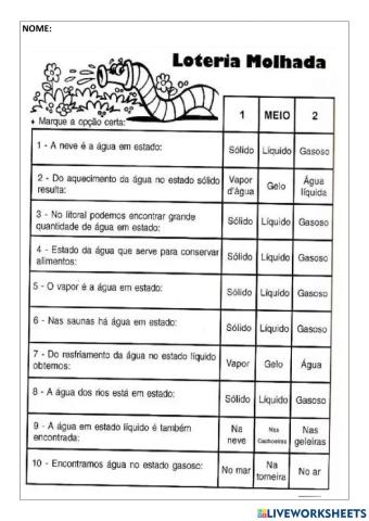 Os estados fisicos da agua