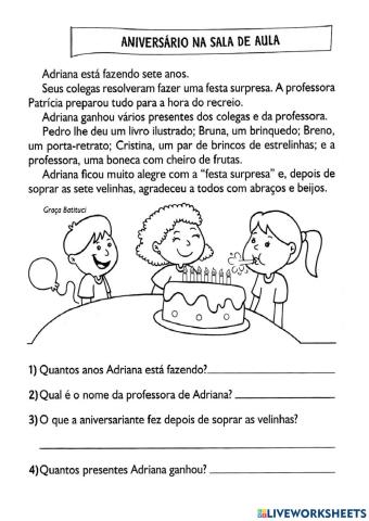 Leitura e interpretação de texto.