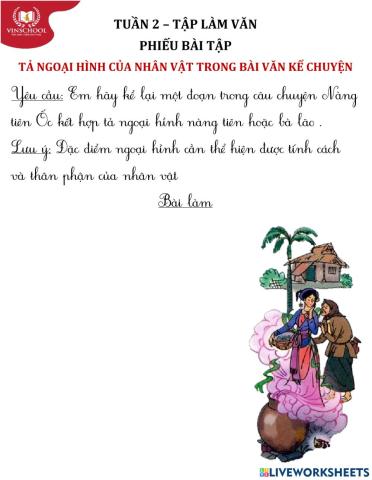 Tuần 2-TLV-Tả ngoại hình nhân vật trong bài văn kể chuyện-PBT chung