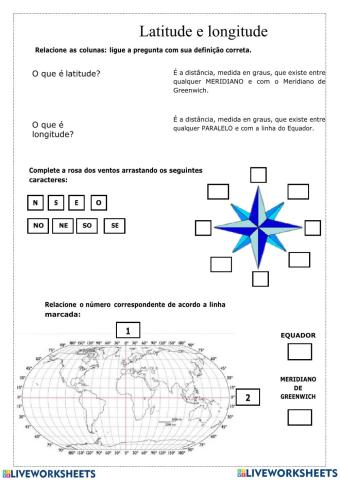 Atividades sobre coordenadas geográficas