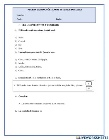 Diagnóstico de Estudios Sociales