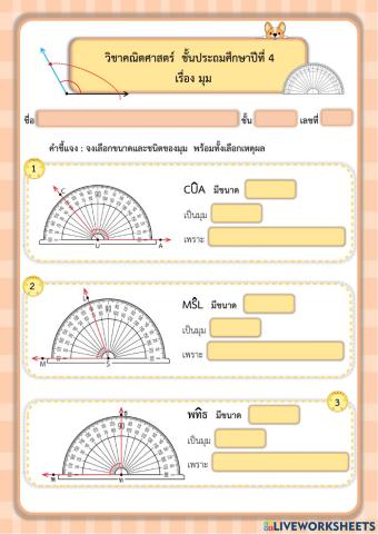 ขนาดของมุม