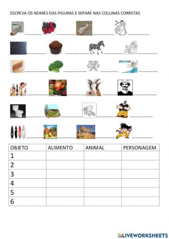 Categoria e escrita de palavras