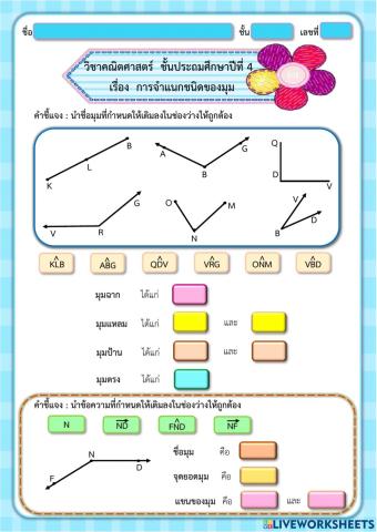 ชนิดของมุม