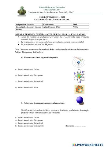 Química, 1ro , 2do parcial