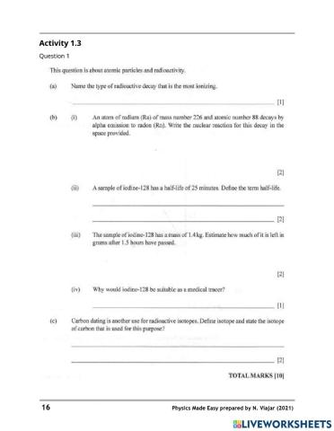 Activity 1.3 Radioactivity