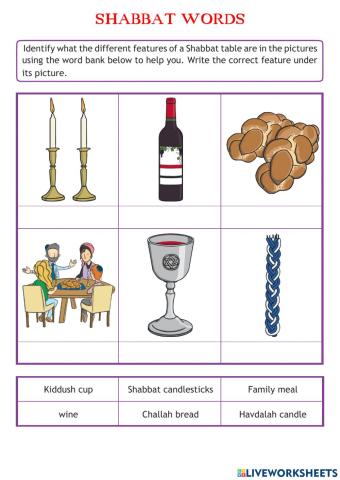 Shabbat vocabulari