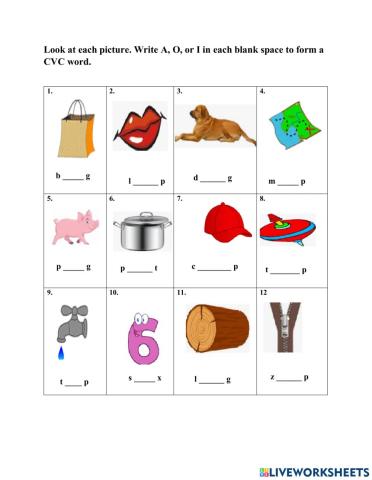 Short Vowel a, o and i