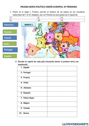 Mapa político unión europea