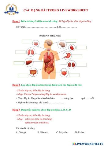 Liveworksheet-biology