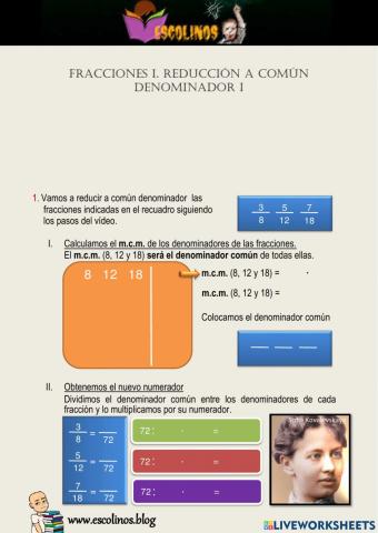 Fracciones I. Reducción a común denominador I