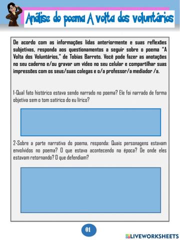 Análise do poema A volta dos voluntários, de Tobias Barreto