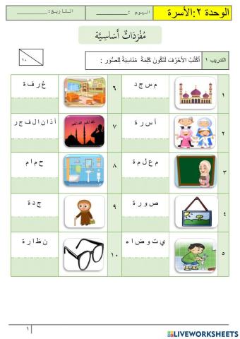 الوحدة 2:الأسرة (المفردات)