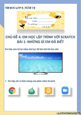 Tin học lớp 5-CĐ4-Em học lập trình với Scratch-Những gì em đã biết