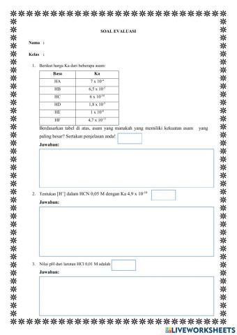 Soal Evaluasi Asam Basa 2