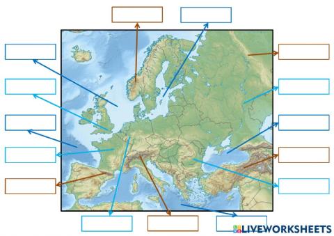 Cordilleras, ríos y mares de Europa