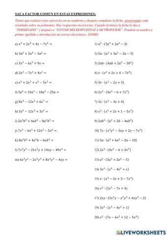 Factor común en polinomios