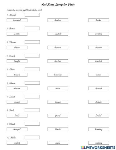 Past Tense Irregular Verbs - REN