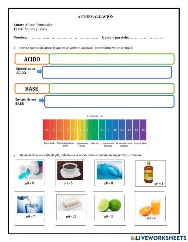 Autoevaluación ÁCIDOS y BASES
