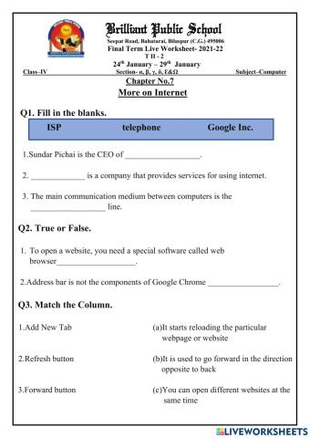 Class 4 Ch-07 (24-29) Live worksheet