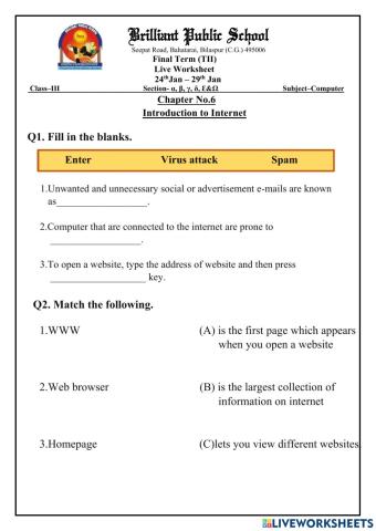 Class 3 Ch-06(24-29) Live Worksheet