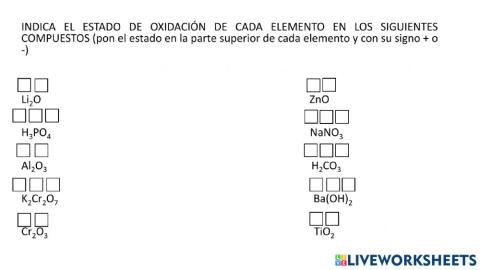 Estados de Oxidación