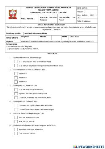 II prueba parcial ERE 6to