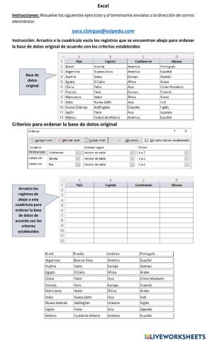 Ordenar Base de datos en Excel