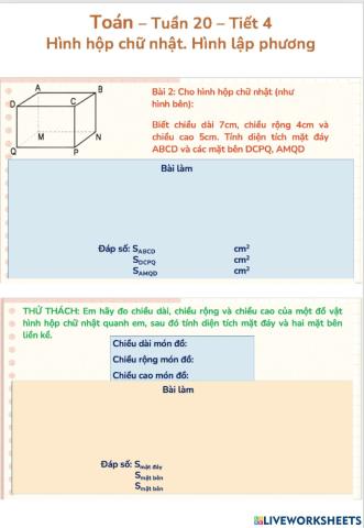 Hình hộp chữ nhậ. Hình lập phương